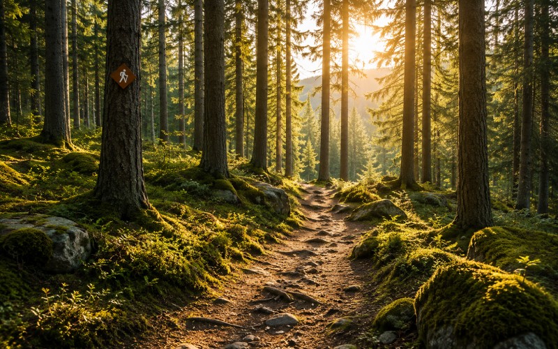 Vandringsled i skog